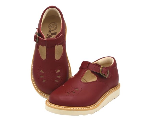 Young Soles Rosie Vegan Classic T-Bar Shoes in Cherry